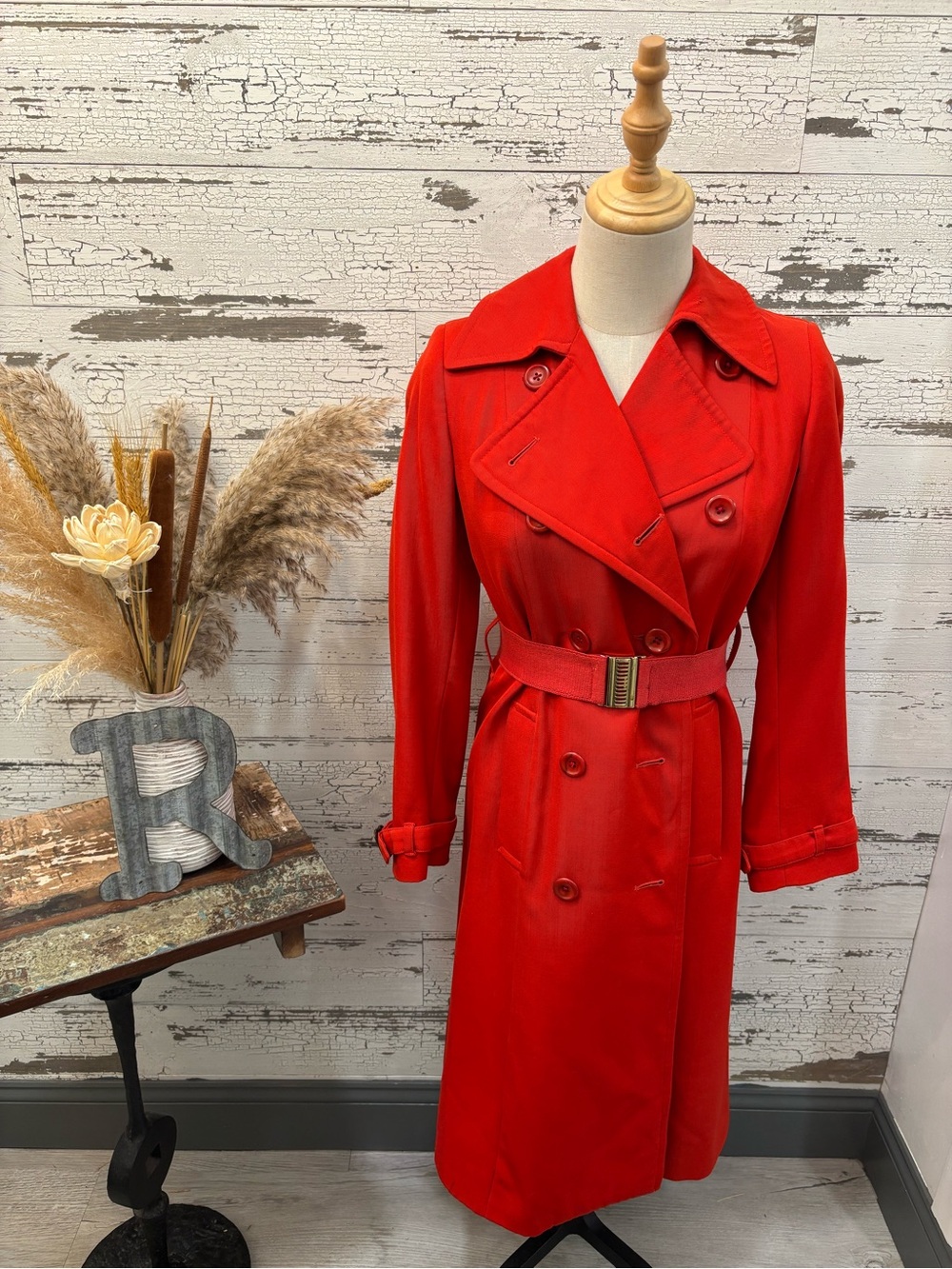 Burberry Authentic Vibrant Red Double-Breasted Trench Coat with Belt